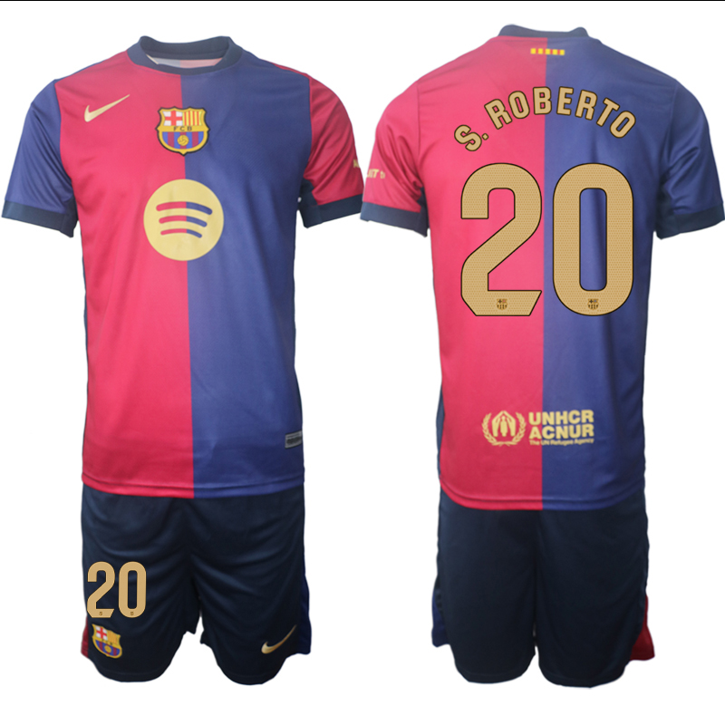 Men 2024-2025 Club Barcelona home Red blue #20 Soccer Jersey